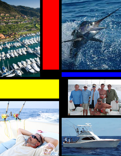 images of Los Suenos marina and people fishing