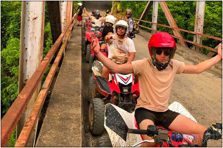 ATVs on Tulin bridge near Jaco Costa Rica