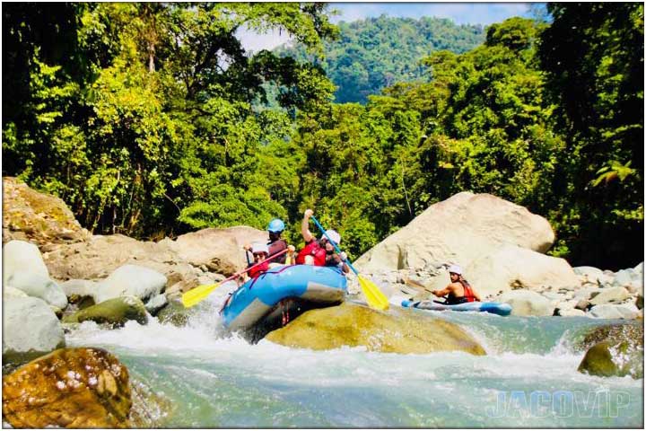 Tropical scenery on river rafting tour in costa rica
