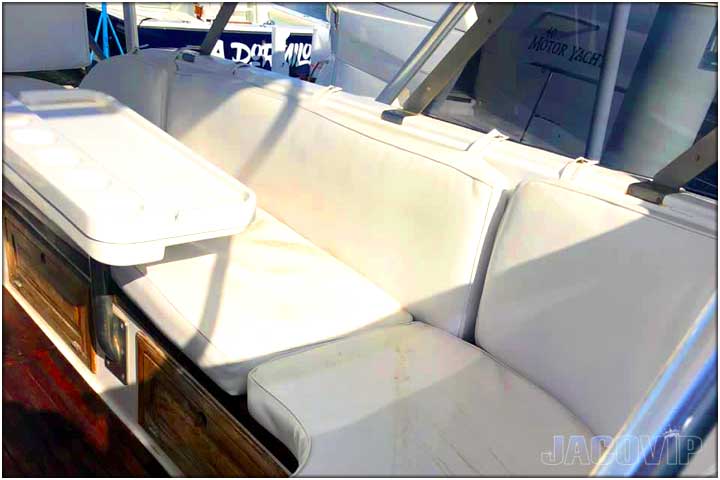 outdoor seating on deck of a party boat