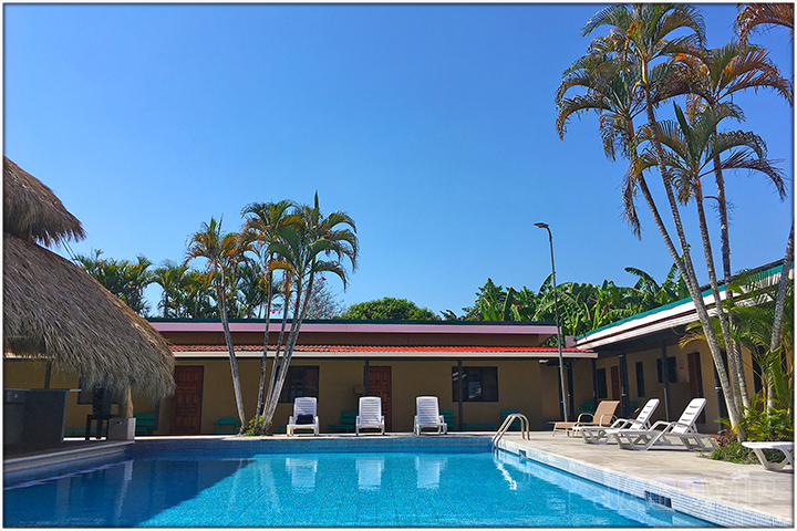 Pool side lounging on chairs