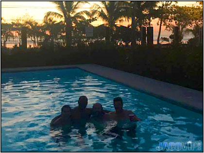 view of jaco beach sunset from jacuzzi
