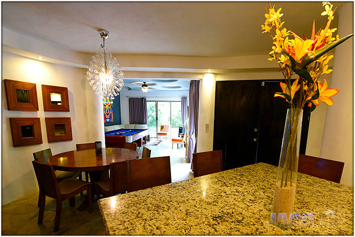 looking at living room from behind kitchen bar