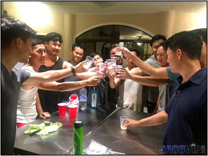 Jaco Bachelor Party Group Cheers!