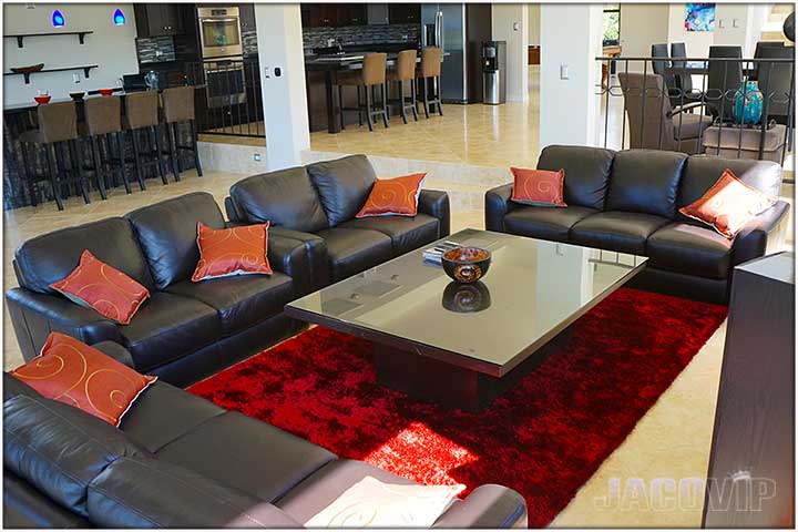 large living room with leather sofas