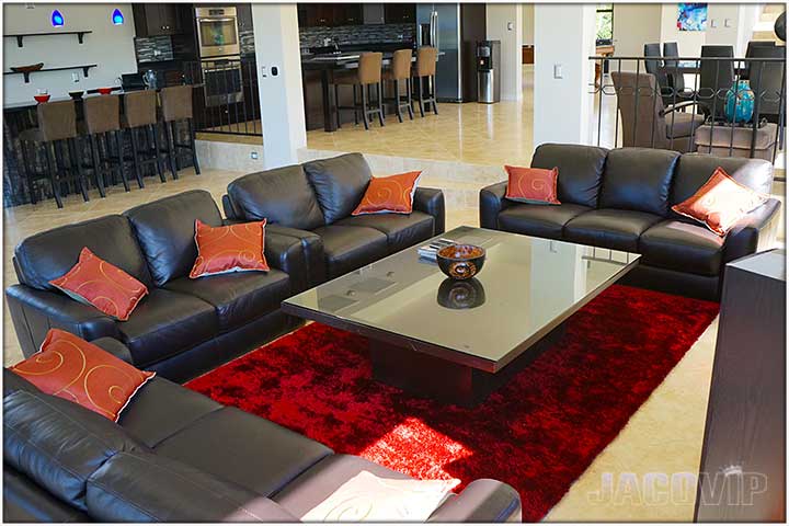 large living room with leather sofas