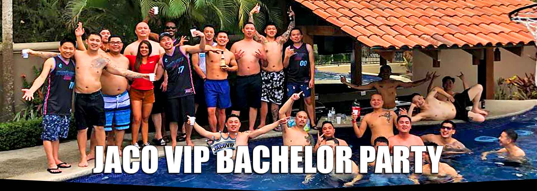 Group of guys having a bachelor party at Casa Ponte vacation rental mansion in Jaco Costa Rica