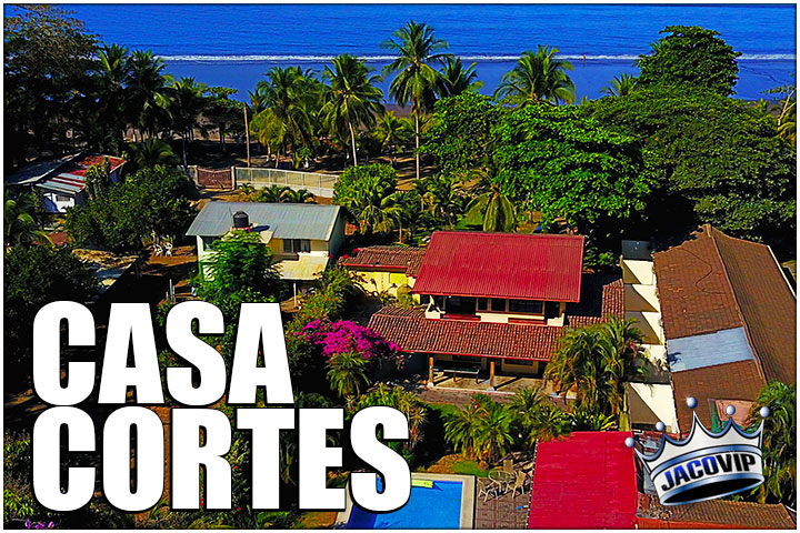 Casa Cortes beachfront villa with blue ocean and bllue skies
