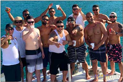 Jaco VIP bachelor party group aboard the 50 foot party boat
