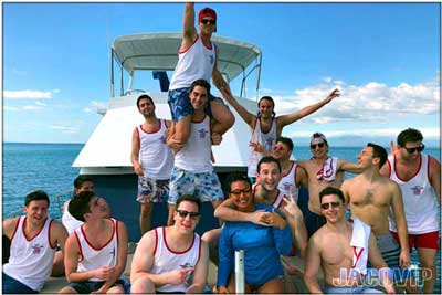 Costa Rica bachelor party group aboard the Jaco VIP party boat