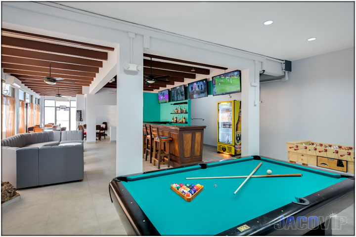 Pool table in the living room