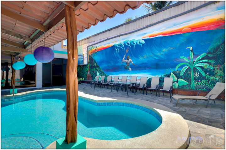 Looking at pool from under the rancho