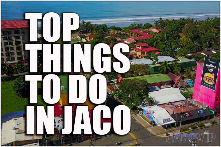 Aerial view of Jaco Beach and town center in Costa Rica