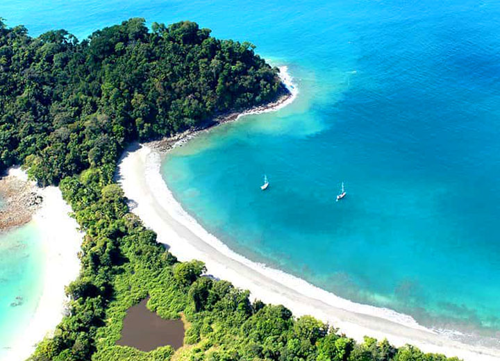 Aerial drone photo of Manuel Antonio National Park in Costa Rica