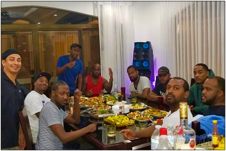 Enjoying a meal with friends