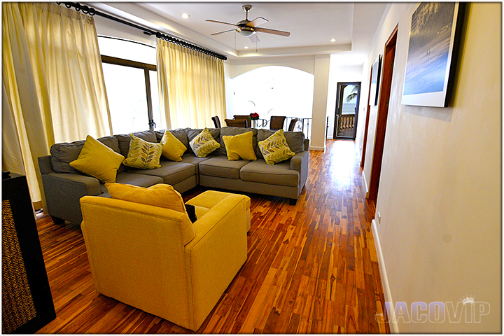 large, bright and access to balcony with pool table