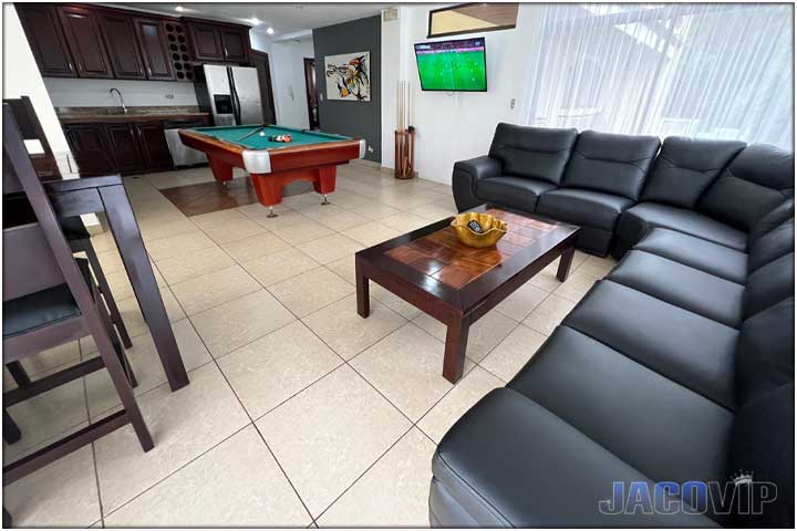 Living room with pool table