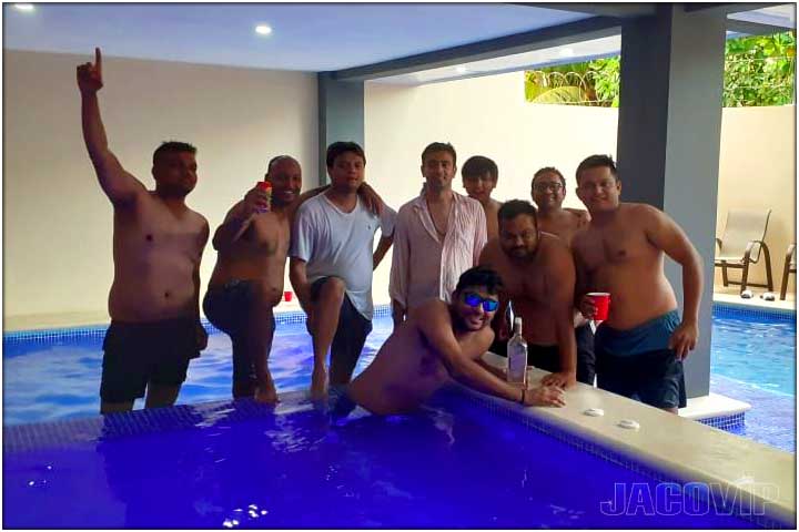 Group of guys at the pool