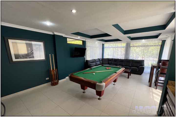 Living room with pool table