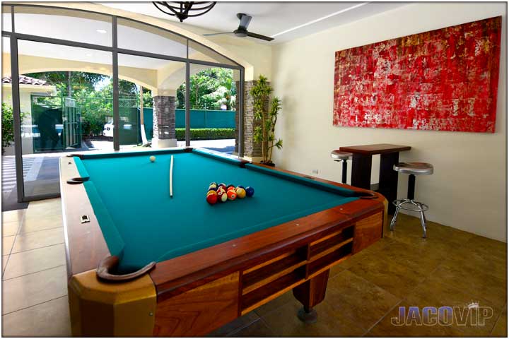 Close up of pool table in living room area