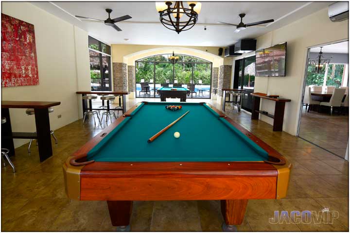 Straight view of the two pool tables