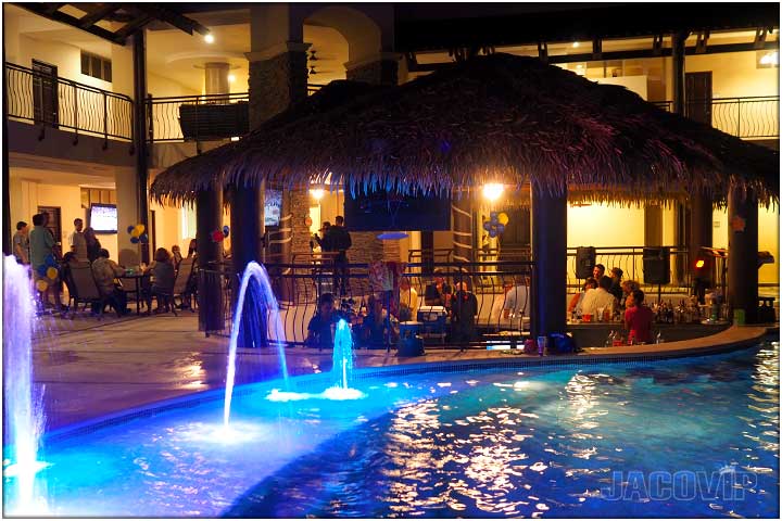 Another view of pool and rancho at night