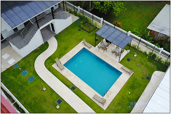 aerial photo of swimming pool