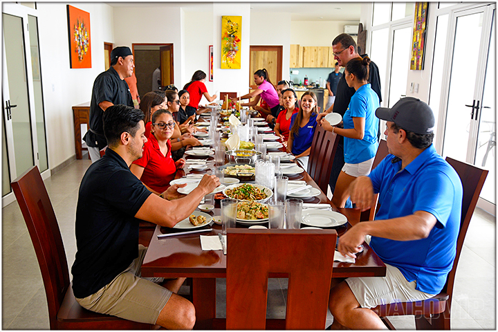 many people seated and eating