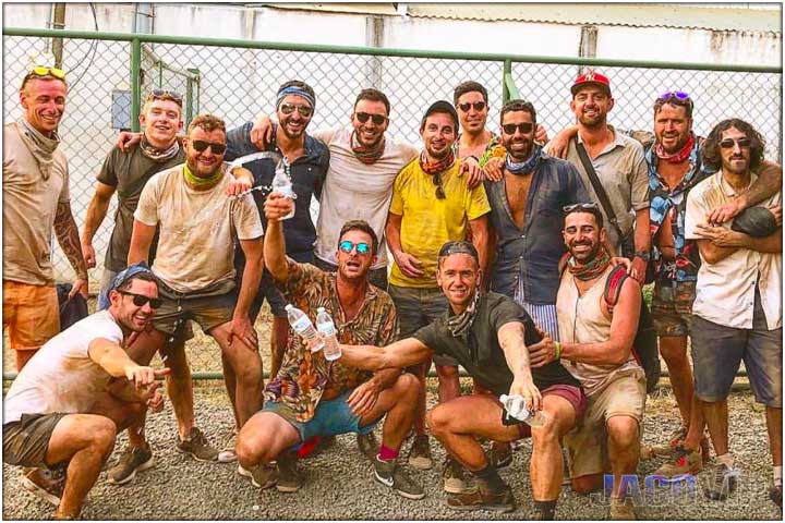 Group of guys dirty after atv tour in costa rica