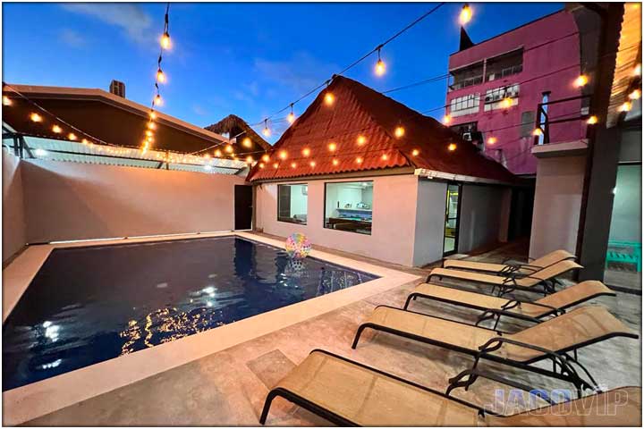 Evening view of swimming pool