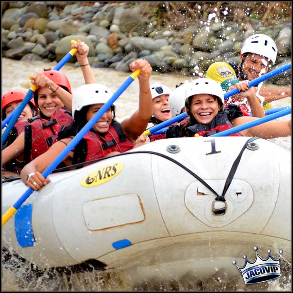 Group of women on bachelorette party at a white water rafting tour