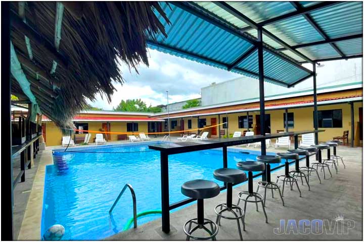 Swim up bar stools in pool