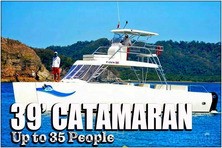 39 foot Costa Cat catamaran with Captain and First Mate on deck