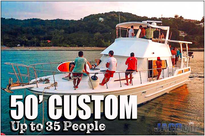 Group of people on 50 foot private party boat in Costa Rica