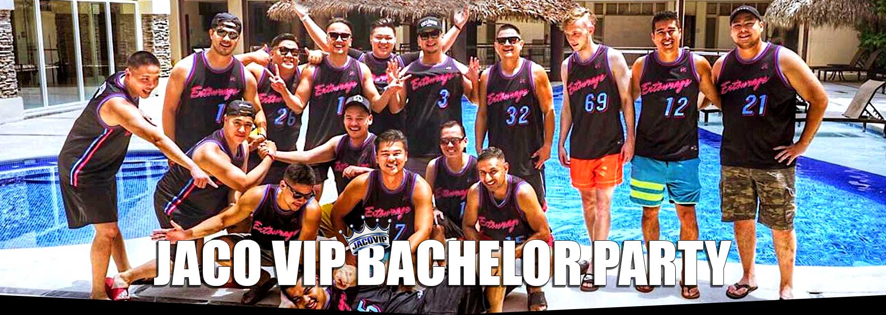 Group of guys having a bachelor party at a villa in jaco beach costa rica