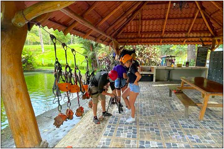 Guides with Jaco VIP Concierges gearing up for zip line tour