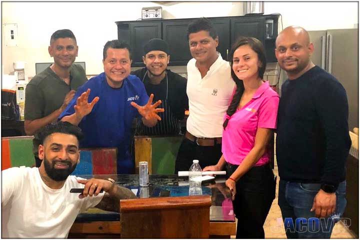 Group of guys with chef service at the villa