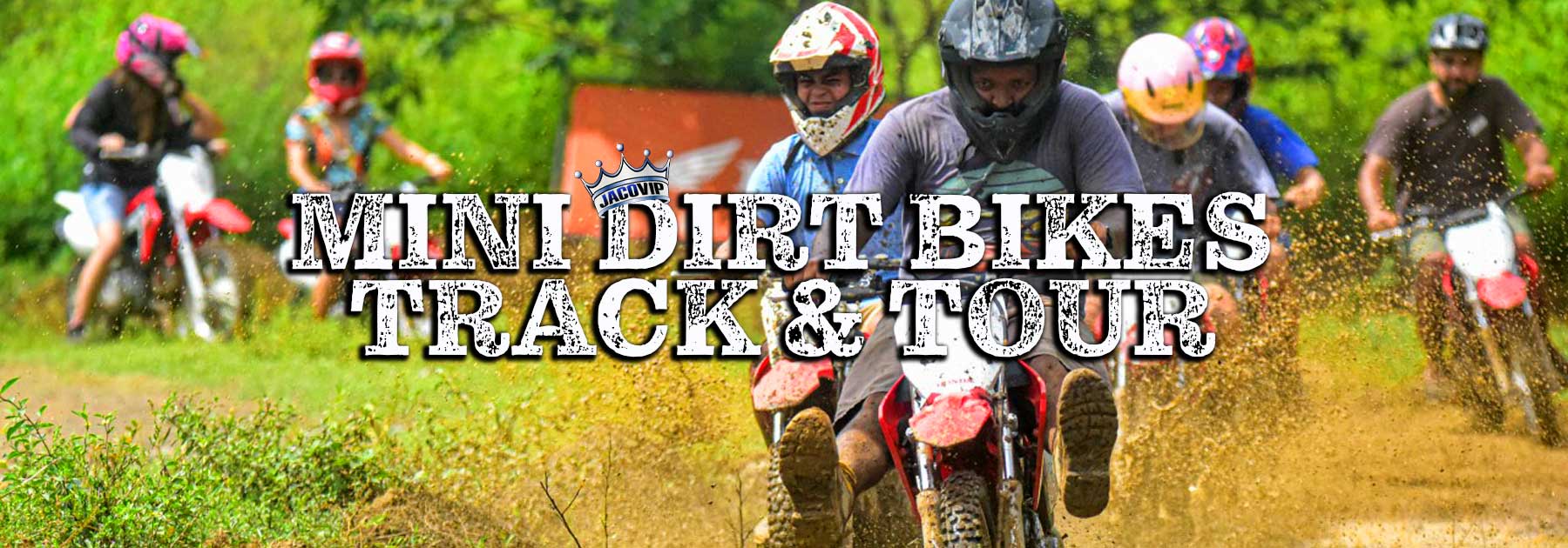 People driving Honda 125 cc mini dirt bikes in Jaco Costa Rica