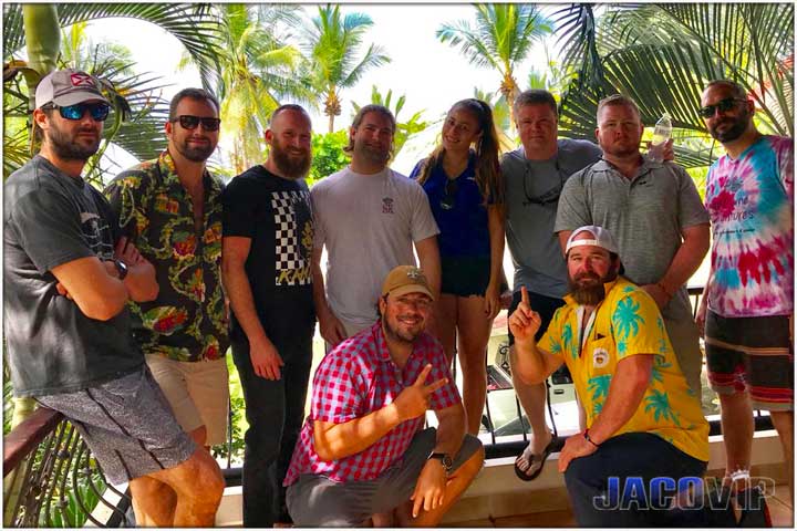 Jaco Beach Costa Rica bachelor party group of guys on balcony at Pacific Palms vacation rental