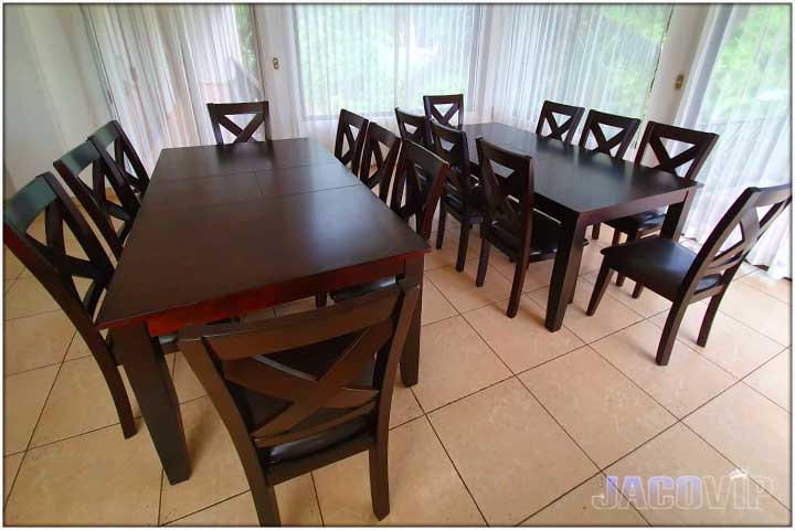 Two large dining table with seating for sixteen