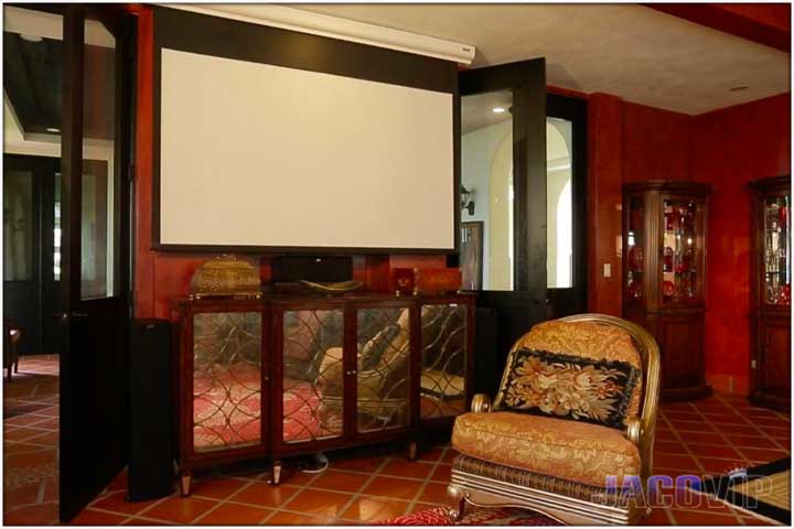 Projection screen with antique chair