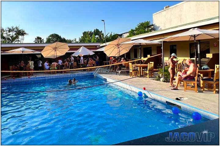 Volley ball net in swimming pool