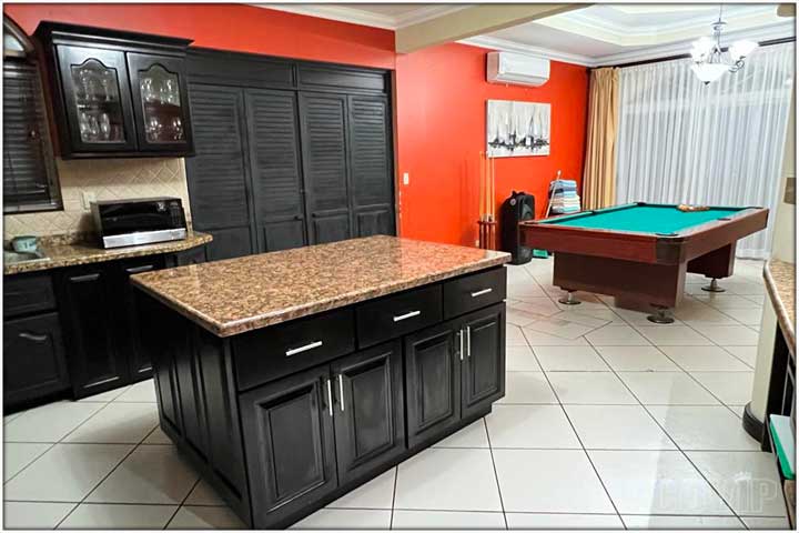 Pool table and kitchen island